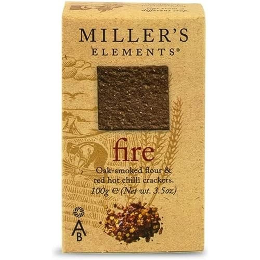 Miller's Elements Artisan Biscuits Fire Crackers | Made with Red Hot Chilies | 3.5 oz