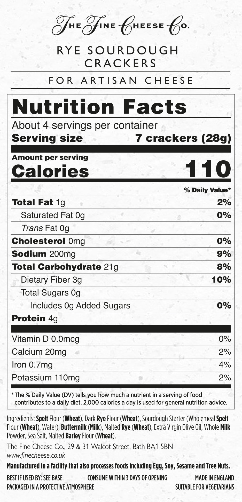 The Fine Cheese Co. Rye Sourdough Crackers | 4 oz