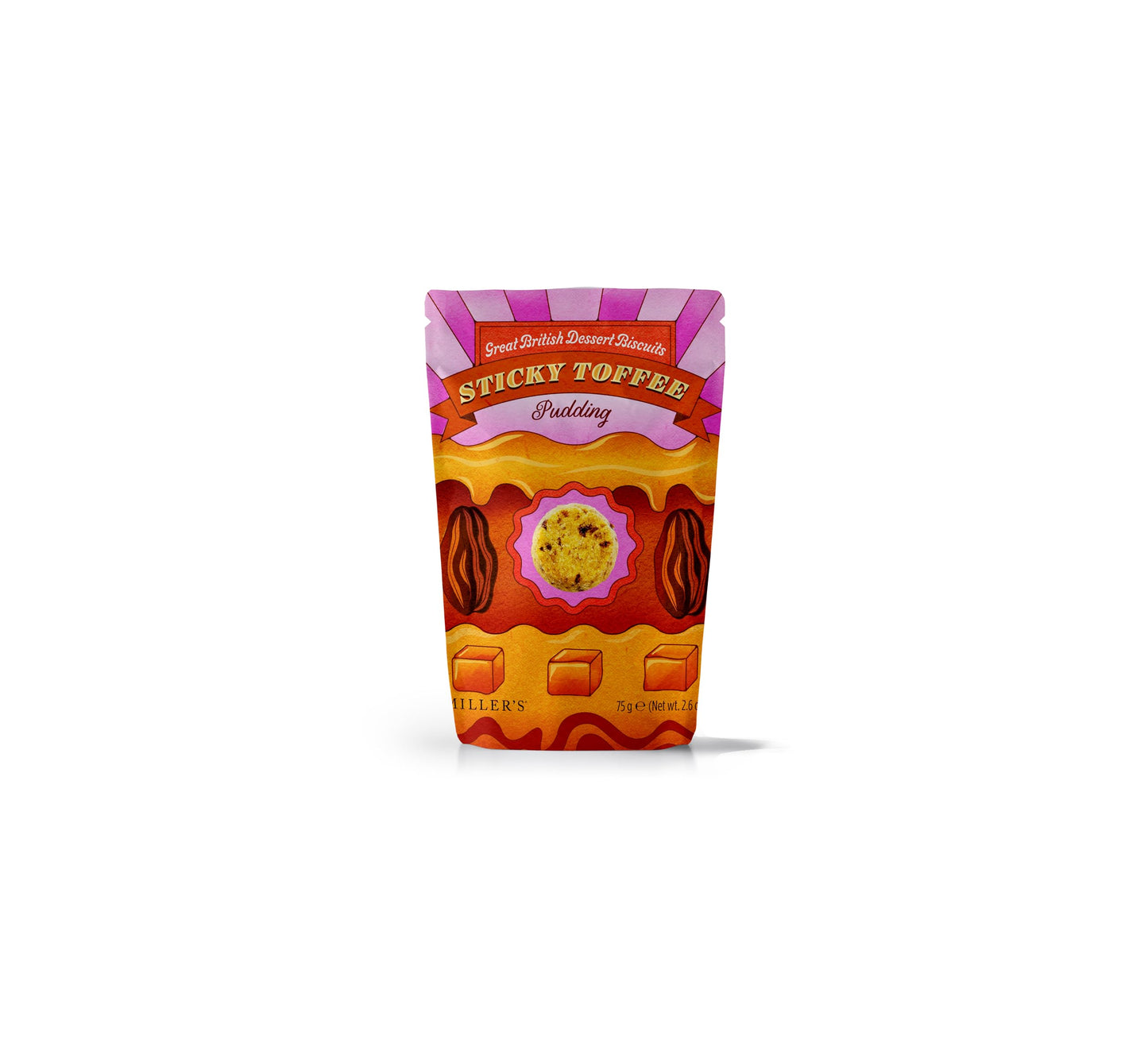 Miller's Great British Desserts Artisan Biscuits Sticky Toffee Pudding Shortbread Butter Cookies | 2.6 oz
