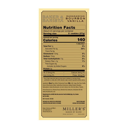 Miller's Artisan Biscuits Baker & Barista Madagascan Bourbon Vanilla Shortbread Cookies | 4.2 oz