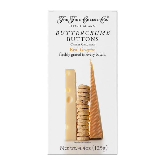 The Fine Cheese Co. Gruyere Buttercrumb Buttons Snack Crackers | 37% Real Swiss Cheese | 4.4 oz