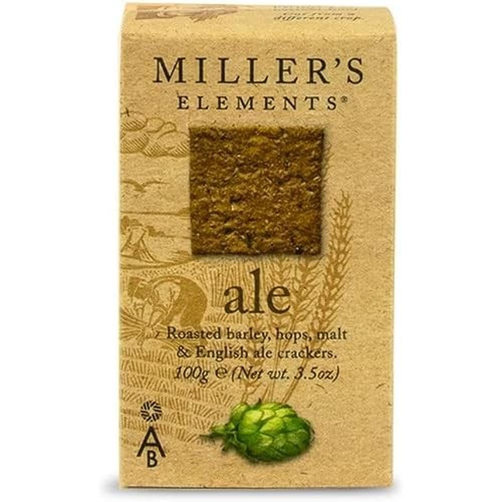 Miller's Elements Artisan Biscuits Ale Crackers | Made with Hops & Barley | 3.5 oz