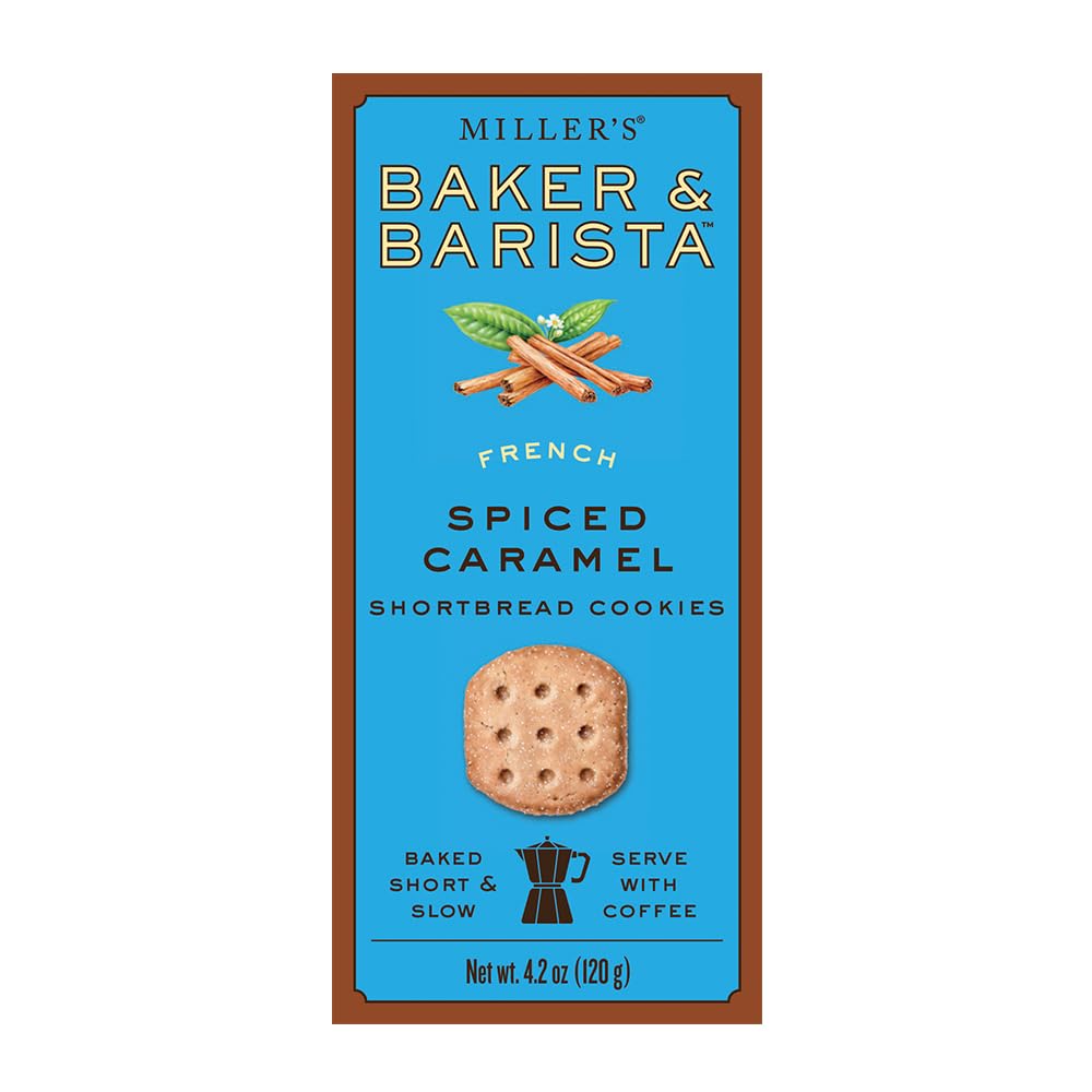 Miller's Artisan Biscuits Baker & Barista French Spiced Caramel Shortbread Cookies | 4.2 oz