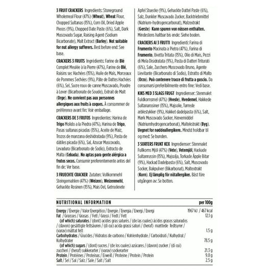 Miller's Harvest Artisan Biscuits Three-Fruit Crackers | Stoneground Wholemeal Flour with Apples Raisins & Dates | 4.4 oz