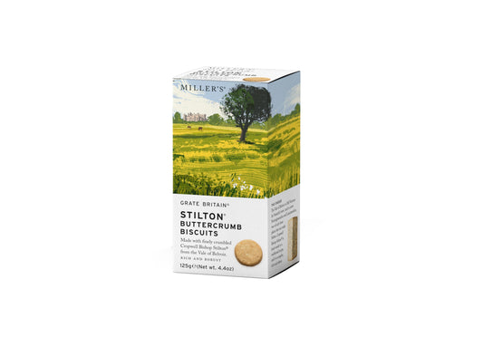 Miller's Grate Britain Artisan Biscuits Stilton Buttercrumb Biscuits Snack Crackers | 37% Real English Blue Stilton Cheese | 4.4 oz