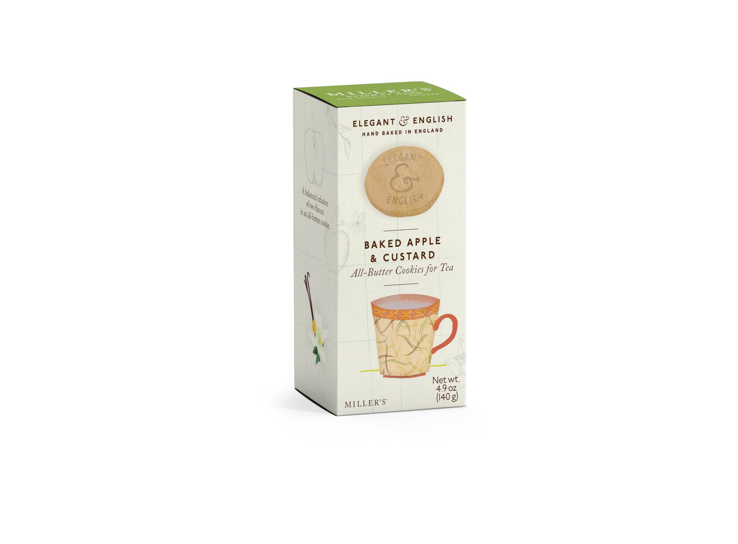 Miller's Artisan Biscuits Elegant & English Baked Apple & Custard Shortbread Cookies | 4.9 oz