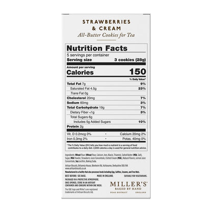 Miller's Artisan Biscuits Elegant & English Strawberries & Cream Shortbread Cookies | 4.9 oz