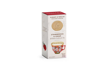 Miller's Artisan Biscuits Elegant & English Strawberries & Cream Shortbread Cookies | 4.9 oz