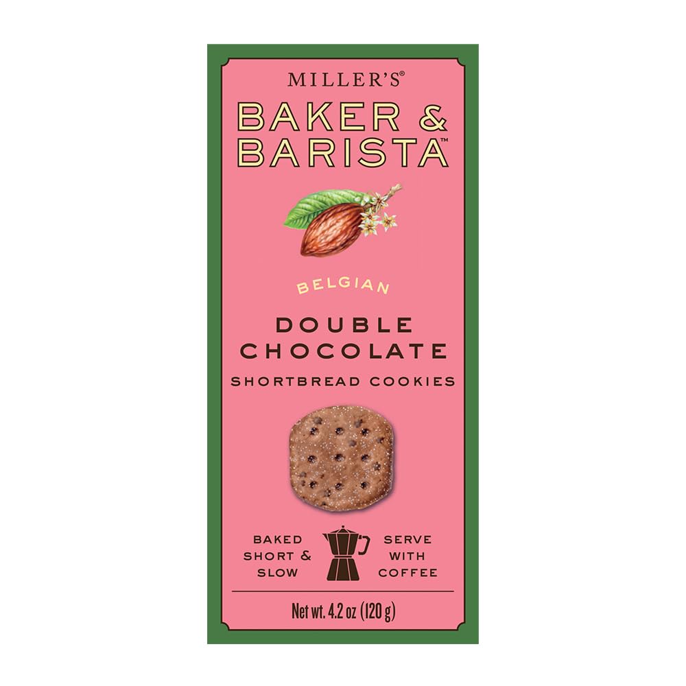 Miller's Artisan Biscuits Baker & Barista Belgian Double Chocolate Shortbread Cookies | 4.2 oz