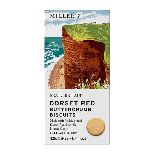 Miller's Grate Britain Artisan Biscuits Smoked Dorset Red Buttercrumb Biscuits Snack Crackers | 37% Real Smoked English Cheese | 4.4 oz