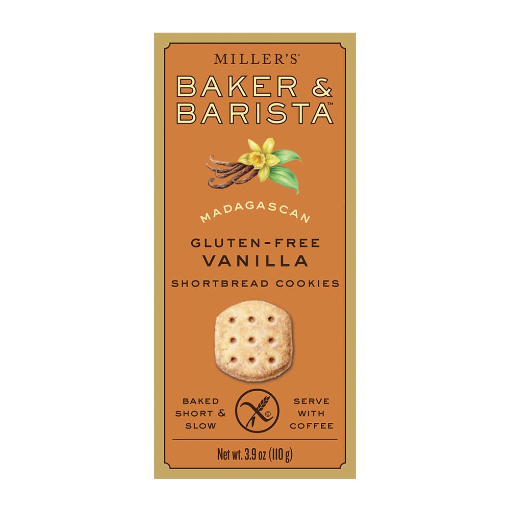 Miller's Artisan Biscuits Baker & Barista Gluten-Free Madagascan Vanilla Shortbread Cookies | 3.9 oz