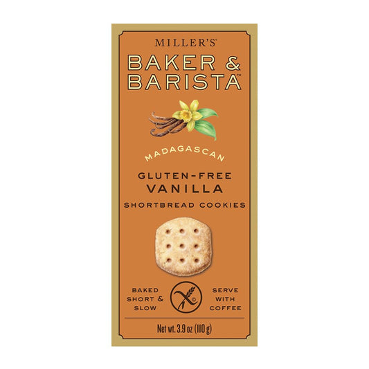 Miller's Artisan Biscuits Baker & Barista Gluten-Free Madagascan Vanilla Shortbread Cookies | 3.9 oz