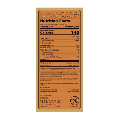 Miller's Artisan Biscuits Baker & Barista Gluten-Free Madagascan Vanilla Shortbread Cookies | 3.9 oz