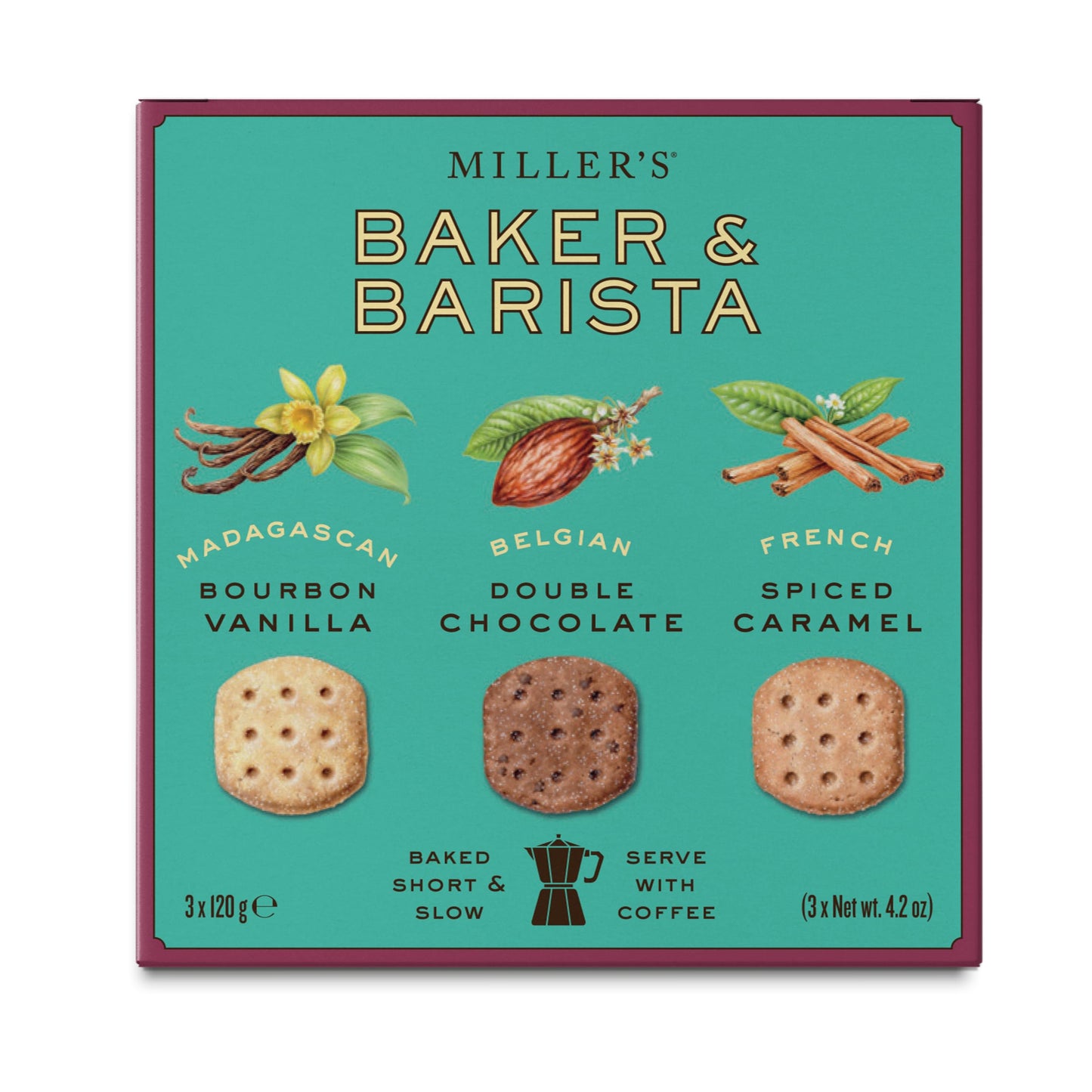 Miller's Artisan Biscuits Baker & Barista Selection Box of English Shortbread Cookies | Gift Box of Three Varieties | 12.6 oz
