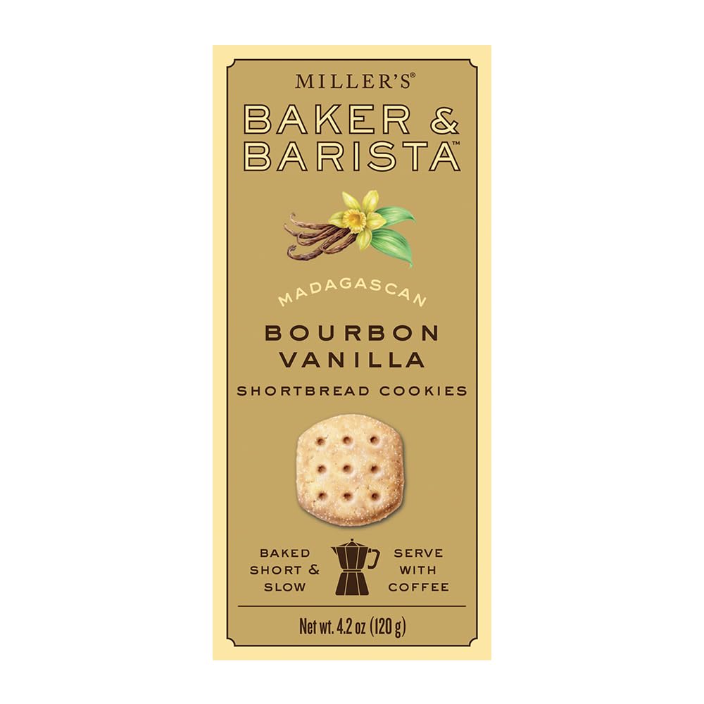 Miller's Artisan Biscuits Baker & Barista Madagascan Bourbon Vanilla Shortbread Cookies | 4.2 oz