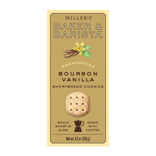 Miller's Artisan Biscuits Baker & Barista Madagascan Bourbon Vanilla Shortbread Cookies | 4.2 oz