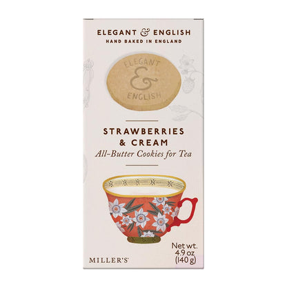 Miller's Artisan Biscuits Elegant & English Strawberries & Cream Shortbread Cookies | 4.9 oz