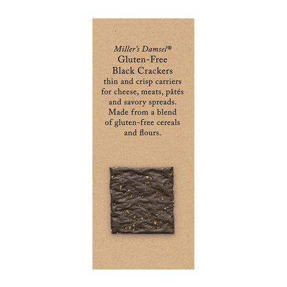 Miller's Gluten-Free Black Crackers | Dark and Crispy Square Crackers | 3.5 oz