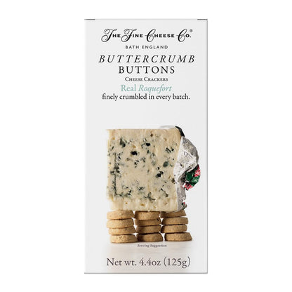 The Fine Cheese Co. Roquefort Buttercrumb Buttons Snack Crackers | 39% Real French Blue Cheese | 4.4 oz