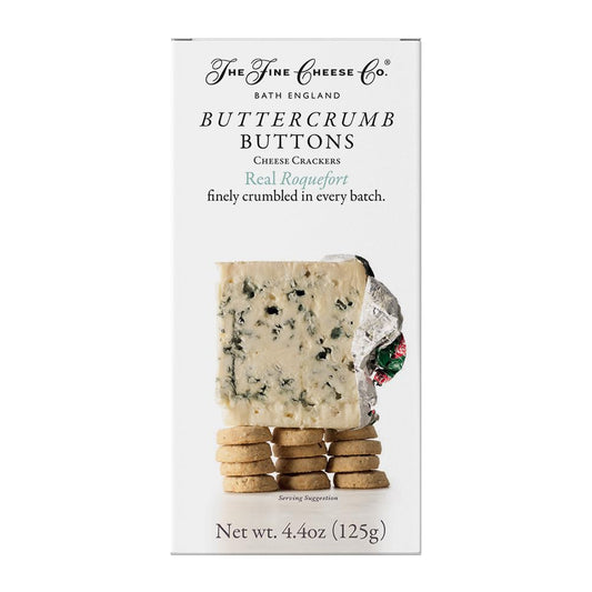 The Fine Cheese Co. Roquefort Buttercrumb Buttons Snack Crackers | 39% Real French Blue Cheese | 4.4 oz
