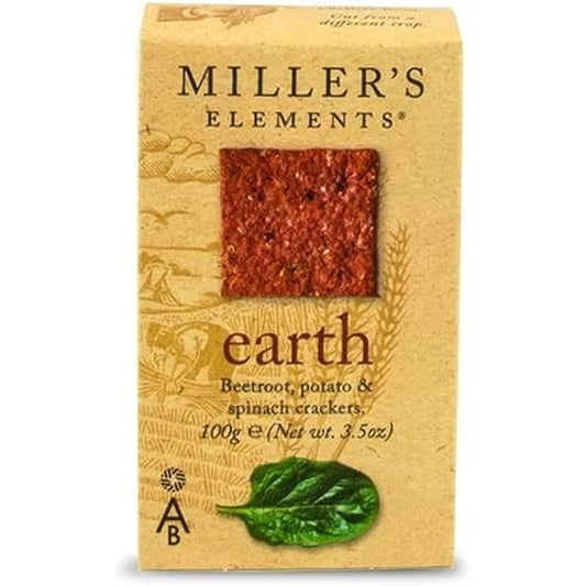 Miller's Elements Artisan Biscuits Earth Crackers | Made with Beetroot Potato & Spinach | 3.5 oz