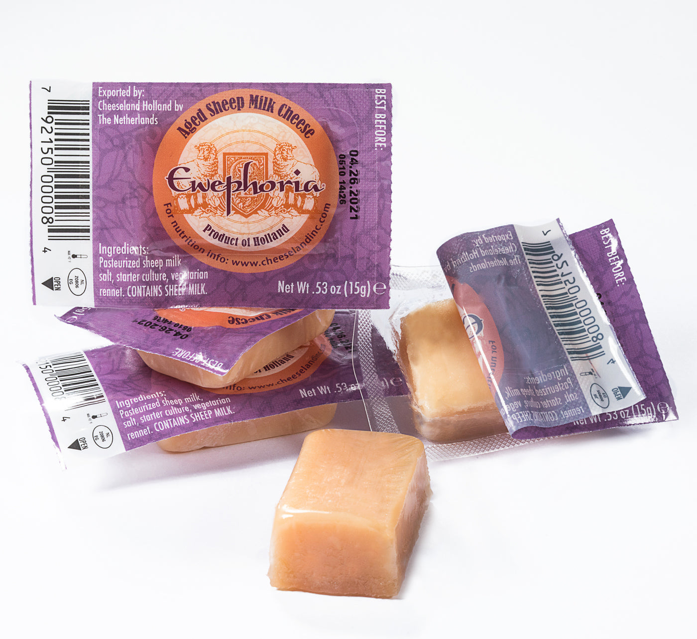 Ewephoria Dutch Sheep Cheese Snack Bites 22 Pack (0.5 oz Each) | Individually Wrapped, Bite-Sized Cheese Snacks